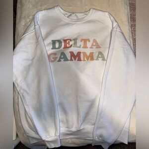 Gildan Delta Gamma Crewneck with Rainbow Lettering